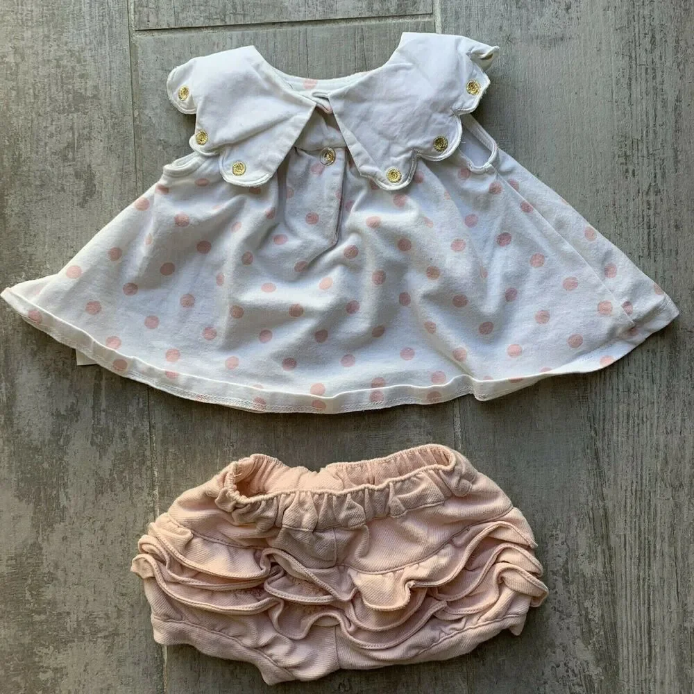 DYLAN & ABBY Baby Girl Outfit Set Top & Bloomers Designer Nordstrom 0-3 Months